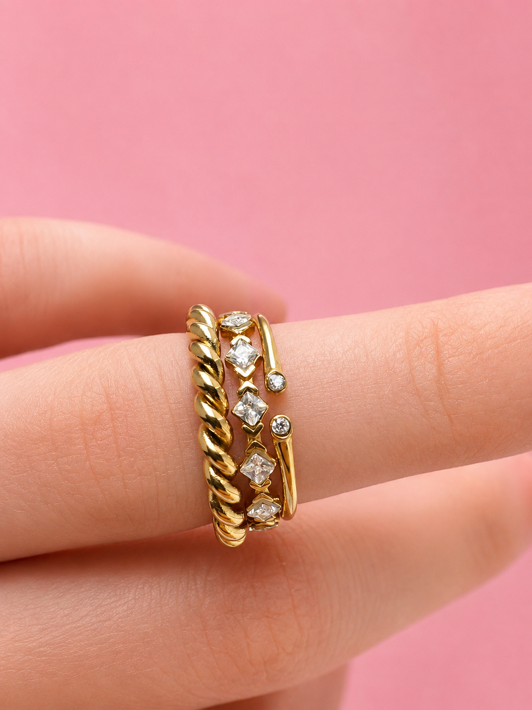 Verona Crystal Ring 14K vergoldet