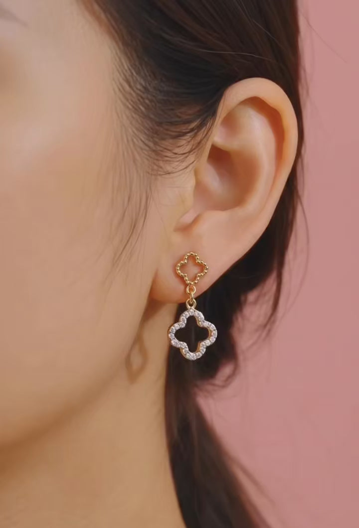 Crystal Lucky Clover 14K vergoldet